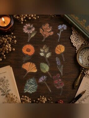 3/$15 Pack Vintage Botanical Floral Sticker Set of 12 Autumn Colors New